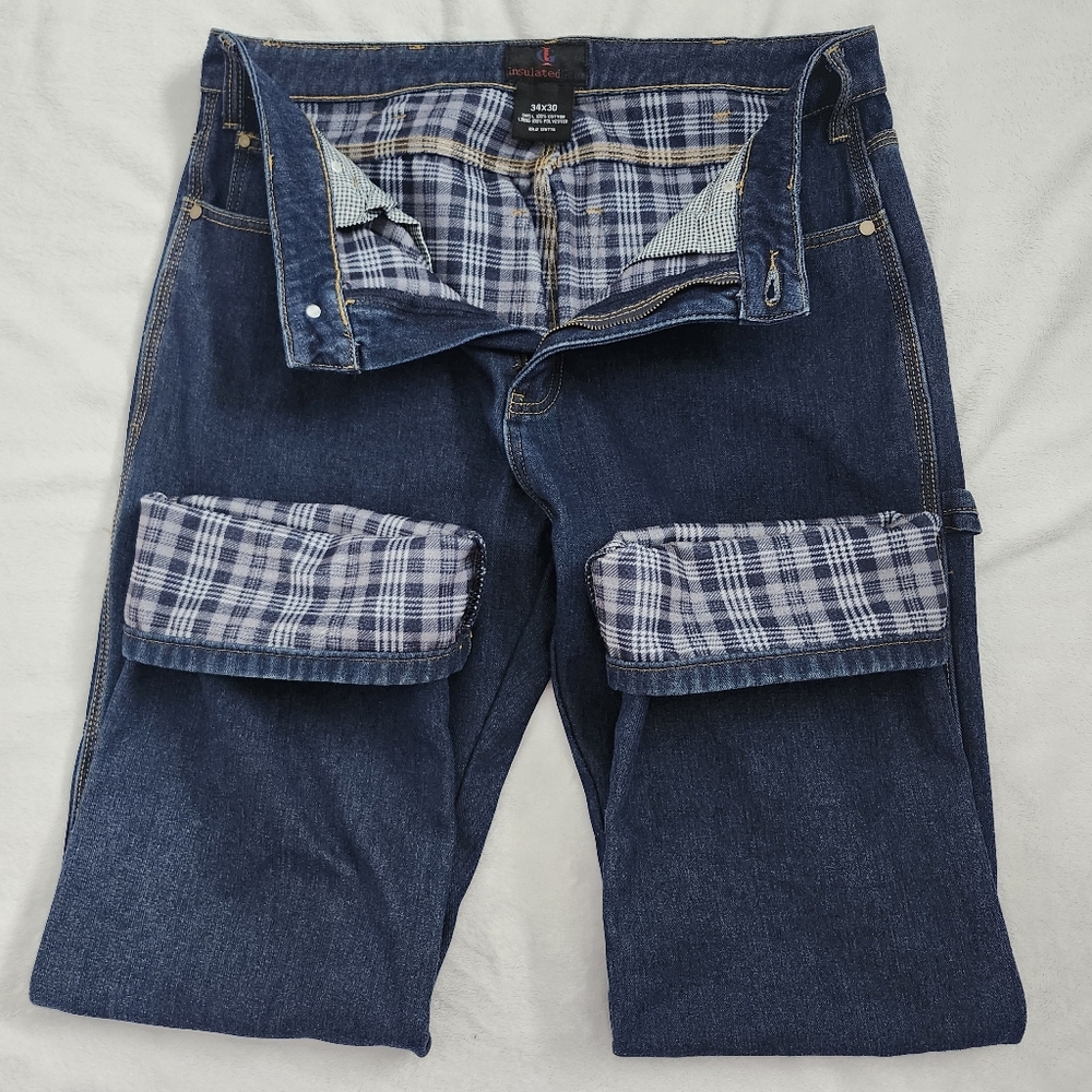 Men's Size 34 Insulated Fleece Lined‎ Utility Work Carpenter Jeans Straight Fit